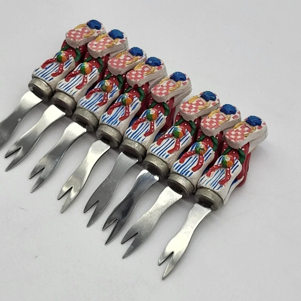 Appetizer Forks Novelty Flip Flop Seashell Summer Colorful Cocktail Set Of 8